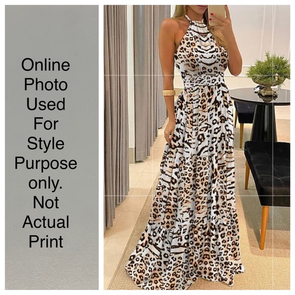 Leopard Backless Ruffle Tiers Halter - Picture 13 of 13